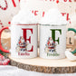 Personalised Santa Alphabet Mug, Red or Green Santa Mug, Family Christmas Mugs, Couple Christmas Mugs, Christmas Gift for Her for Him