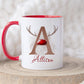 Personalised Christmas Mug, Red Reindeer Initial Mug, Christmas Movie Mug, Hot Chocolate Mug, Christmas Eve Box, Secret Santa Gift, Xmas Mug