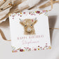 Highland Cow Birthday Gift Wrapping Paper for Her, Personalised Highland Cow and Wildflowers Birthday Gift Wrap - Any Age Birthday Gift Wrap