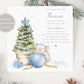 Baby Boy's Blue First Christmas Card, Personalised Boy's 1st Christmas Card for Son, Grandson, Nephew, Godson, Cute Mouse on Blue Bauble