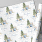 Boy's First Christmas Cute Mouse Gift Wrapping Paper, Personalised Boy's 1st Xmas Wrapping Paper, 1st Xmas Gift Wrap, Blue First Christmas