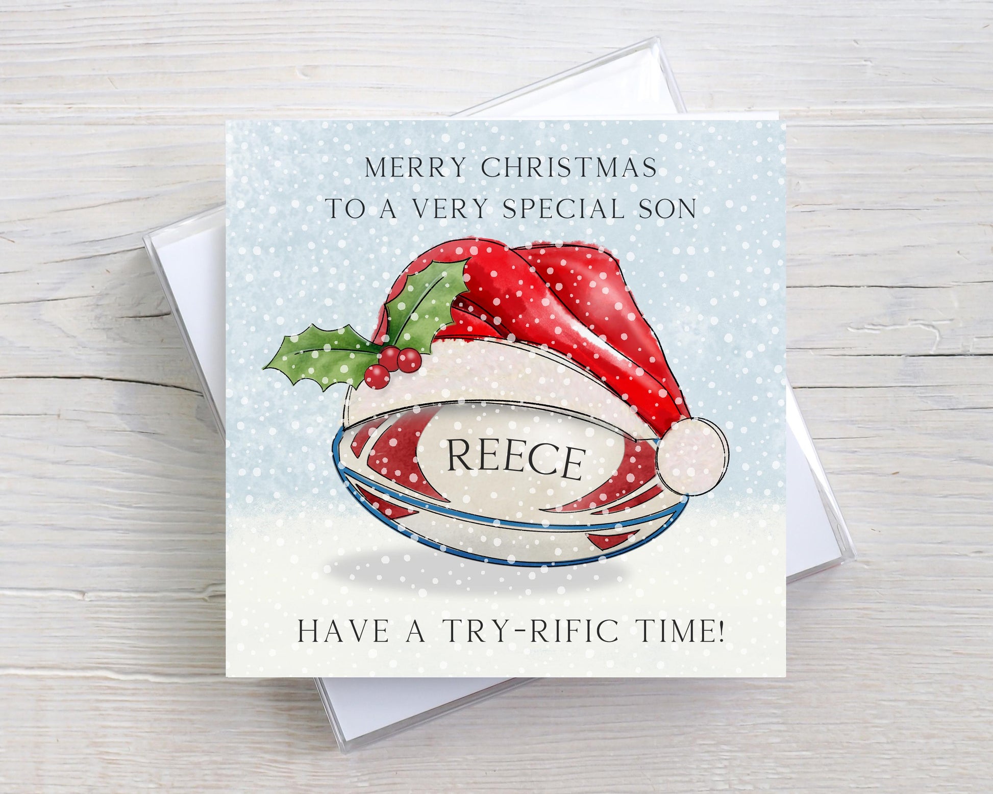 Rugby Christmas Card, Personalised Rugby Christmas Card for Son, Daughter, Grandson, Granddaughter, Nephew, Niece, Special Boy and Girl