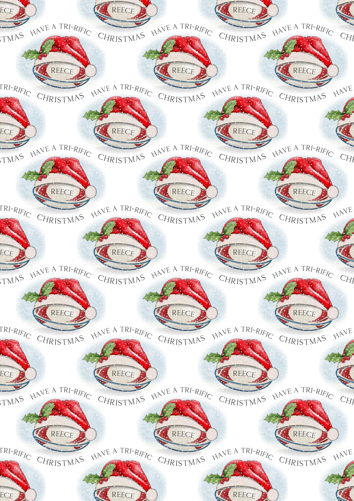 Christmas Rugby Gift Wrapping Paper, Personalised Rugby Christmas Wrapping Paper, Christmas Gift Wrap for Rugby Fan, Gift Wrap for Her Him