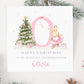 Girl's Christmas Card, Personalised Bunny Ballerina Christmas Card for Daughter, Granddaughter, Niece, Goddaughter, Special Girl, Pink Xmas