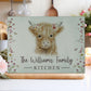 Personalised Tempered Glass Chopping Board, Highland Cow Design Family Worktop Saver, Textured Glass Cutting Board, Birthday, New Home Gift