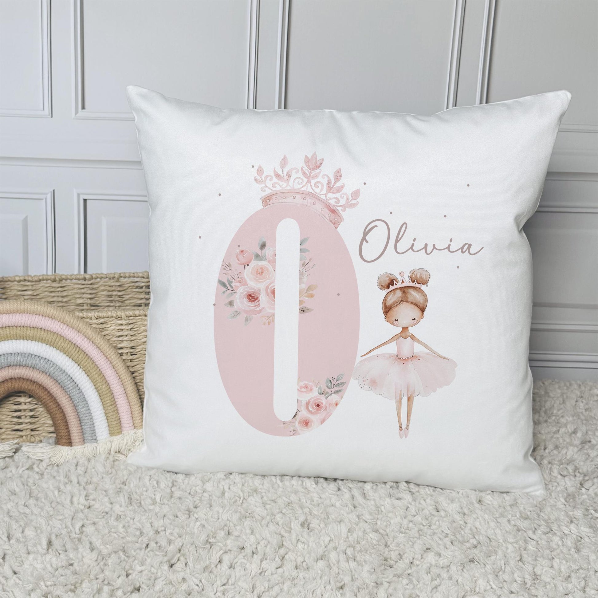 Personalised Pink Ballerina Cushion, Girl's Ballet Gift, Girl's Bedroom Nursery Decor, Girl's Ballerina Pillow, Choice of Hair Colour/Style