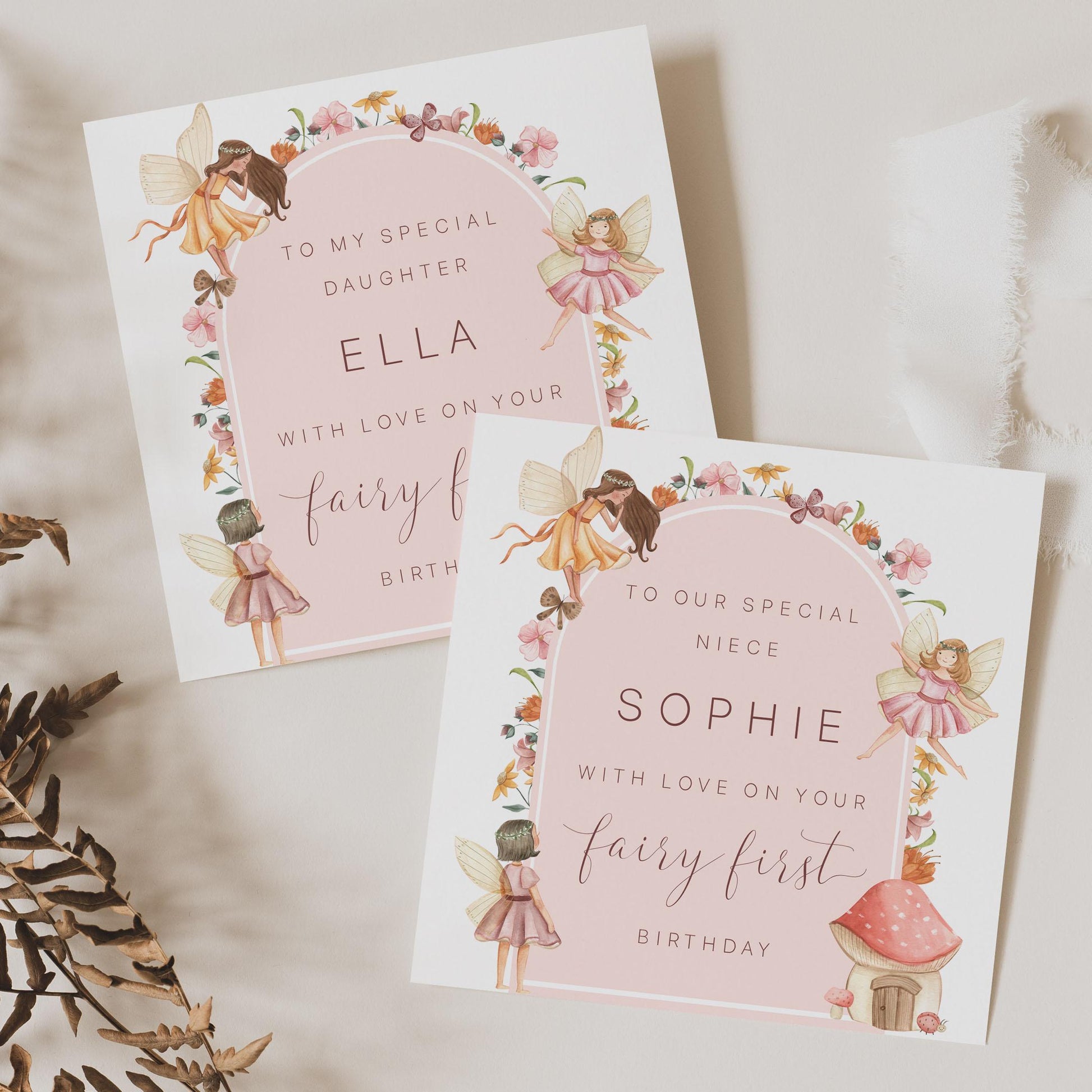 Fairy First Birthday Gift Wrapping Paper, Personalised Fairy 1st Birthday Gift Wrap & Card for Daughter, Granddaughter, Niece, Little Girl
