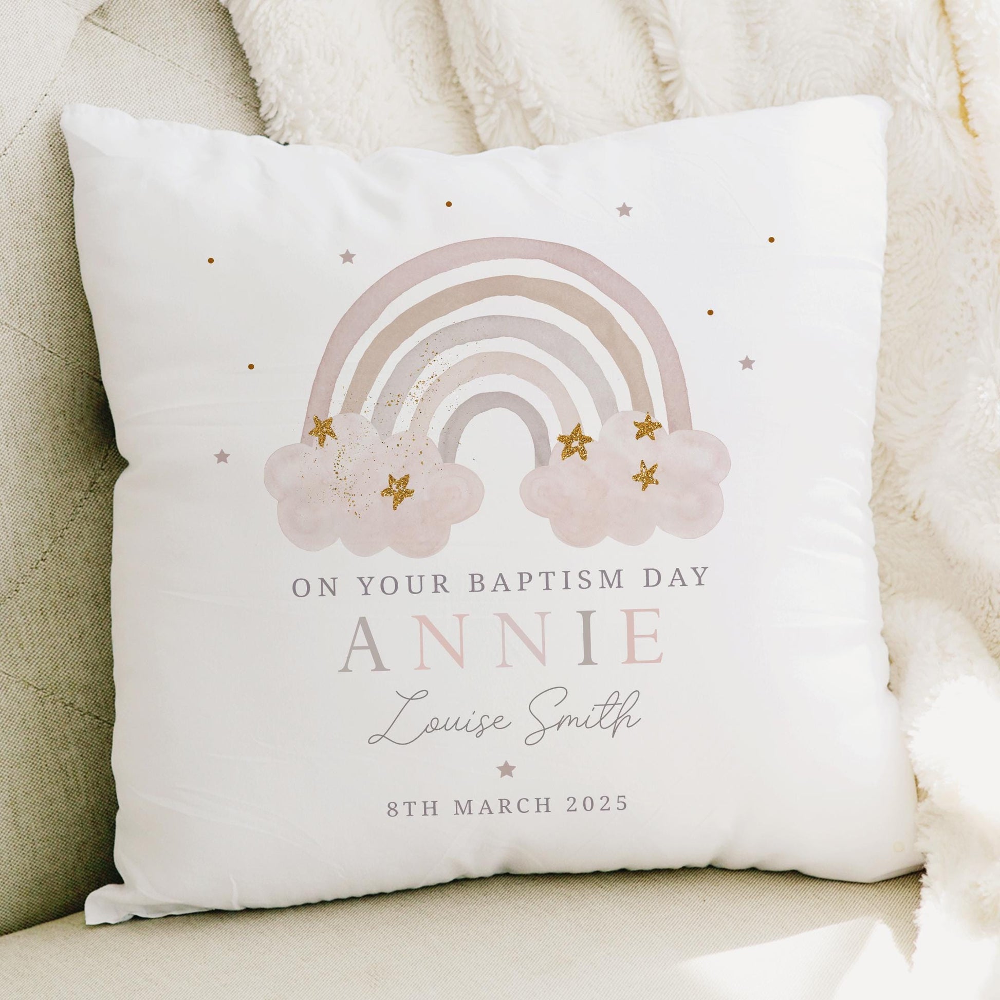 Personalised Christening Gift, Baptism Gift, Christening Cushion for Girl's, Gift for Granddaughter, for Goddaughter, Godparent Gift