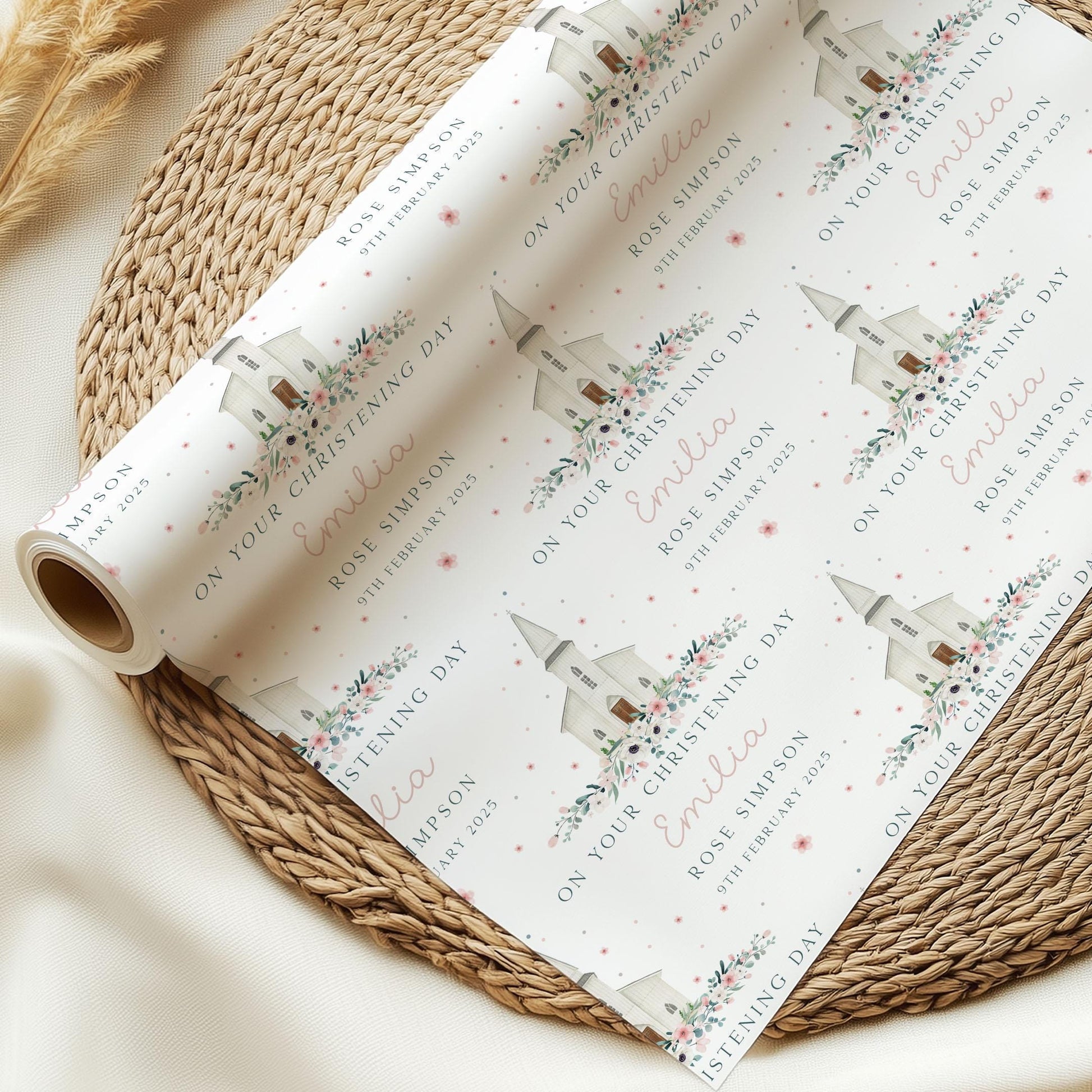 Personalised Girl's Christening/Baptism Gift Wrapping Paper