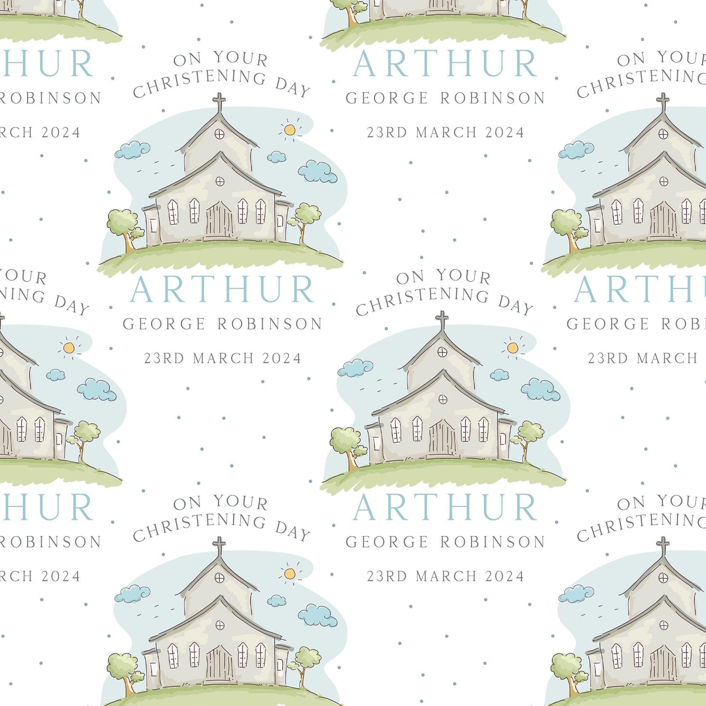 Boy's Christening, Baptism Gift Wrapping Paper, Personalised Christening Gift Wrap & Card for Son, Grandson, Nephew, Godson, Special Boy