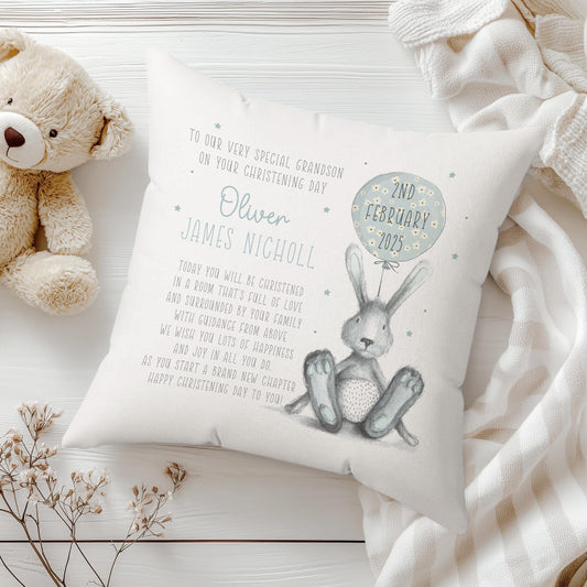 Personalised Christening Gift, Baptism Gift, Custom Christening Cushion for Boys, Christening Gift for Grandson, Godson, Godparent Gift