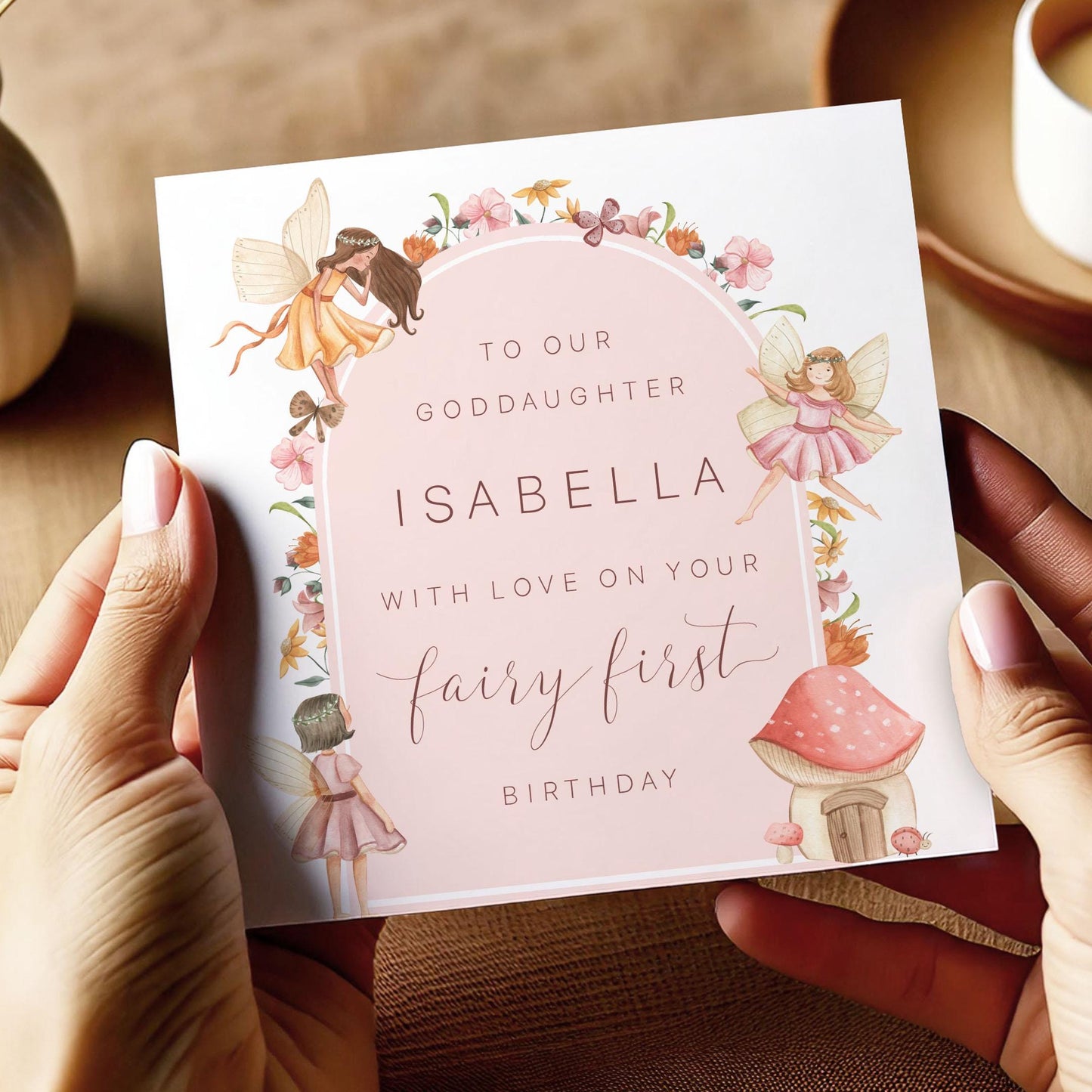 Fairy First Birthday Gift Wrapping Paper, Personalised Fairy 1st Birthday Gift Wrap & Card for Daughter, Granddaughter, Niece, Little Girl