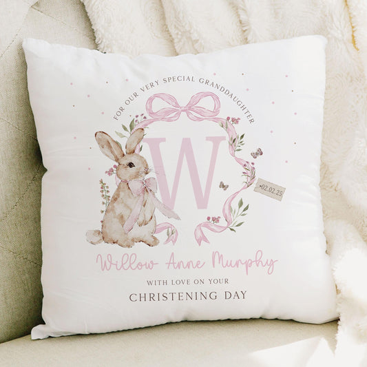 Personalised Christening Gift, Baptism Gift, Christening Cushion for Girl's, Gift for Granddaughter, for Goddaughter, Godparent Gift