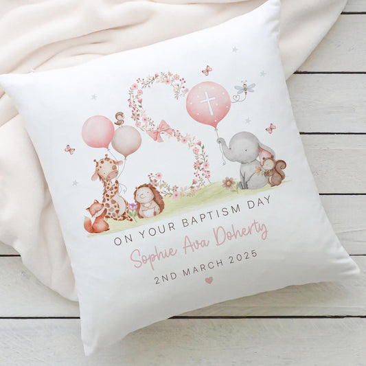 Personalised Christening Gift, Baptism Gift, Christening Cushion for Girl's, Gift for Granddaughter, for Goddaughter, Godparent Gift