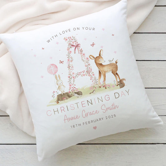 Personalised Christening Gift, Baptism Gift, Christening Cushion for Girl's, Gift for Granddaughter, for Goddaughter, Naming Day Gift