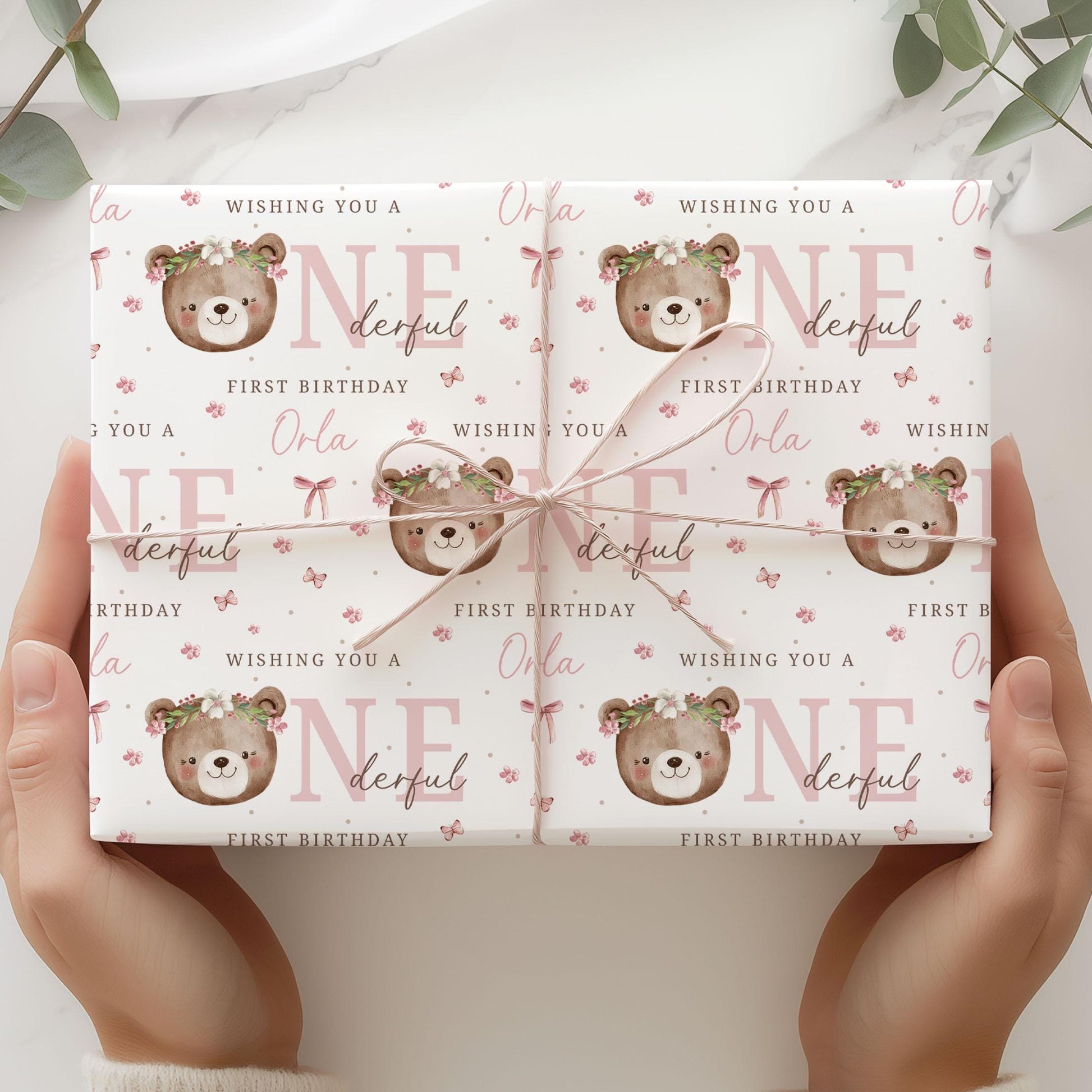 First Birthday Card, Personalised Girl's 1st Birthday Card for Daughter, Granddaughter, Niece, Goddaughter, Girl, Teddy Bear Onederful Card