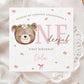 Teddy Bear First Birthday Gift Wrapping Paper, Personalised 1st Birthday Gift Wrap and Card for Daughter, Granddaughter, Niece, Goddaughter