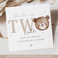 Second Birthday Card, Personalised 2nd Birthday Card for Son, Grandson, Great Grandson, Nephew, Godson, Boys, Teddy Bear Two Cute Card