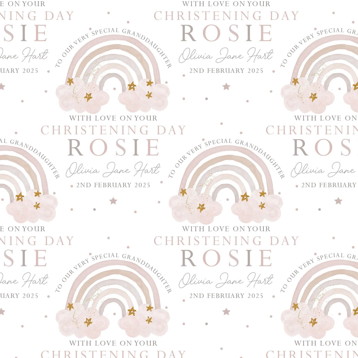 Baby Girl's Christening, Baptism, Naming Day Wrapping Paper, Personalised Christening Gift Wrap Daughter, Granddaughter, Niece, Special Girl