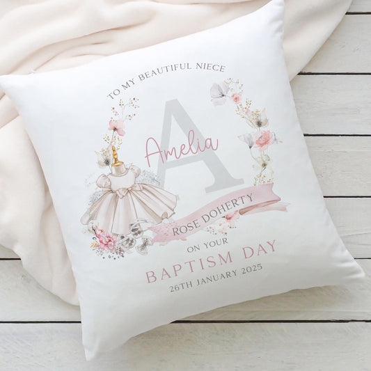 Personalised Christening Gift, Baptism Gift, Christening Cushion for Girls, Christening Gift for Granddaughter, Goddaughter, Godparent Gift