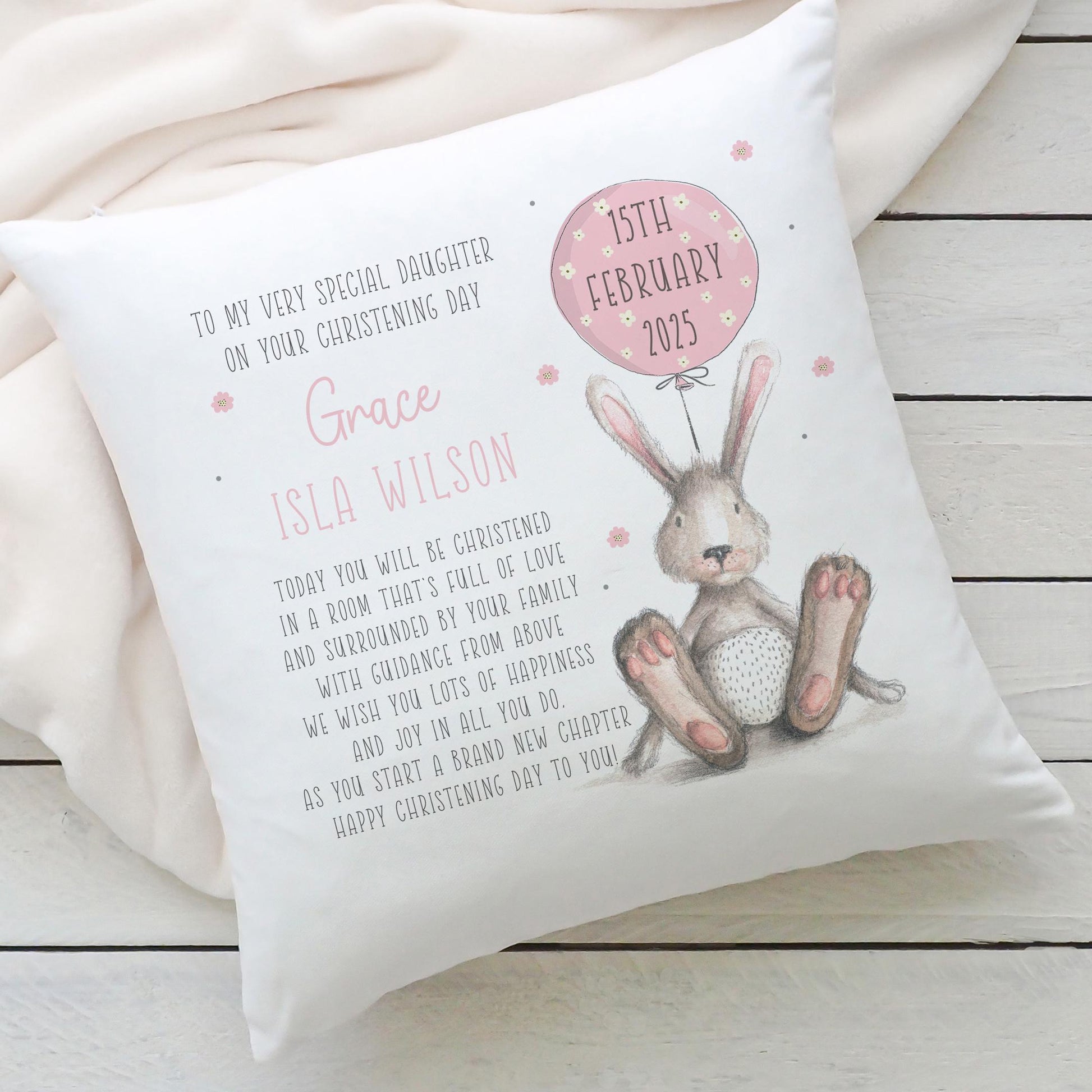 Personalised Christening Gift, Baptism Gift, Christening Cushion for Girls, Christening Gift for Granddaughter, Goddaughter, Godparent Gift