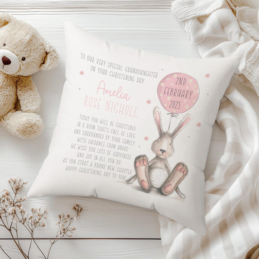 Personalised Christening Gift, Baptism Gift, Christening Cushion for Girls, Christening Gift for Granddaughter, Goddaughter, Godparent Gift