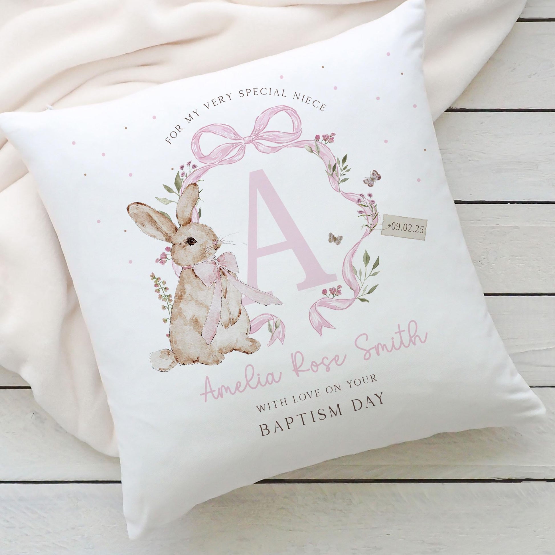 Personalised Christening Gift, Baptism Gift, Christening Cushion for Girl's, Gift for Granddaughter, for Goddaughter, Godparent Gift