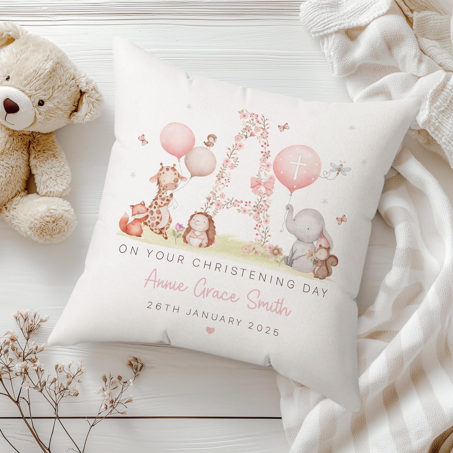 Personalised Christening Gift, Baptism Gift, Christening Cushion for Girl's, Gift for Granddaughter, for Goddaughter, Godparent Gift