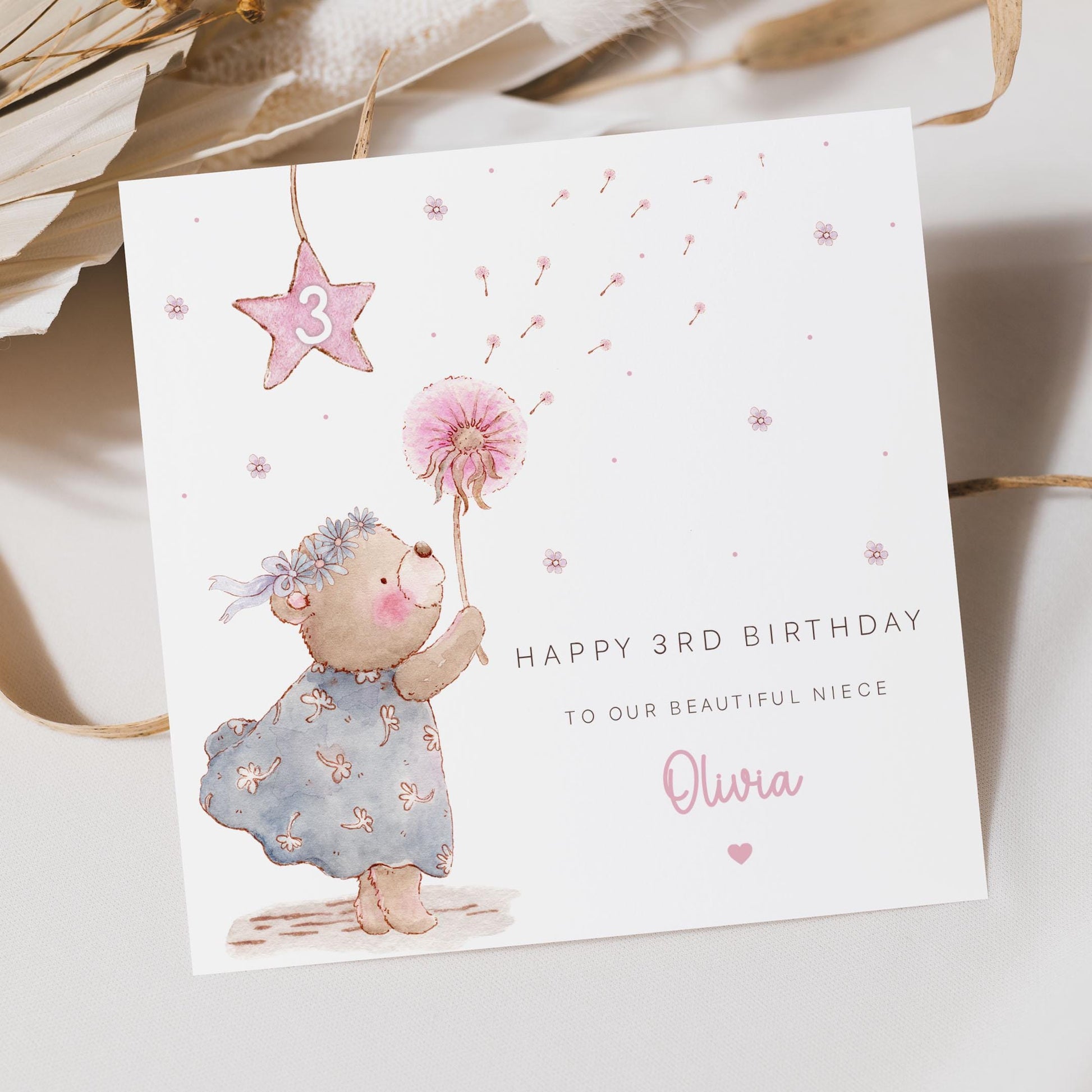 Girl's Birthday Gift Wrapping Paper, Personalised 2nd, 3rd, 4th Any Age Birthday Gift Wrap & Card for Daughter, Granddaughter, Niece, Girls