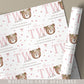 Girl's 2nd Birthday Gift Wrapping Paper, Personalised Second Birthday Gift Wrap for Daughter, Granddaughter, Niece, Pink Teddy Bear Two Cute