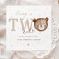 Second Birthday Gift Wrapping Paper, Personalised 2nd Birthday Gift Wrap & Card for Son, Grandson, Nephew, Godson, Boys, Teddy Bear Two Cute