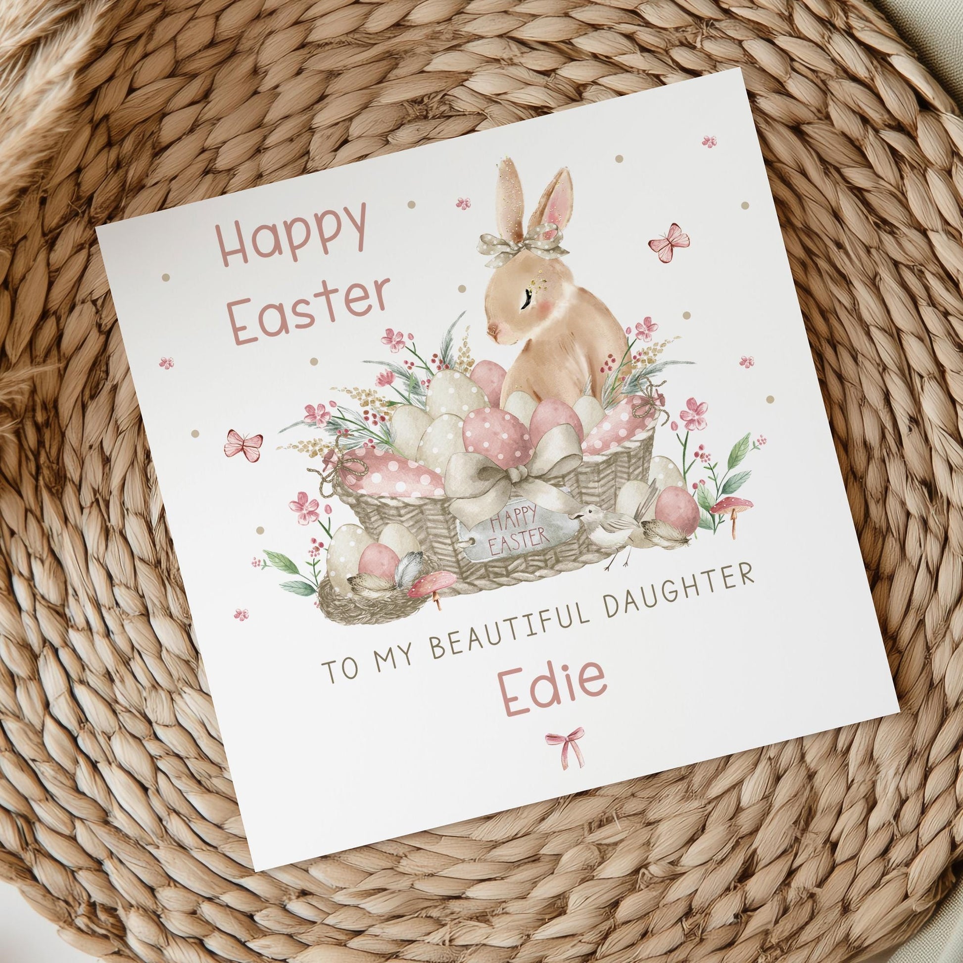 Easter Gift Wrapping Paper Girls, Personalised Easter Gift Wrap for Daughter, Granddaughter, Niece, Happy Easter Gift Wrap, Cute Bunny Wrap