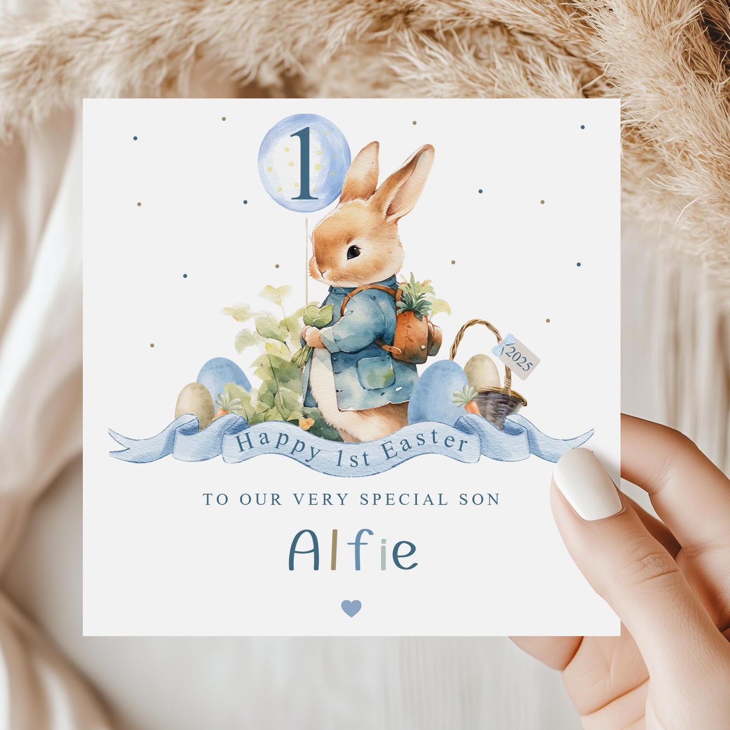 First Easter Gift Wrapping Paper, Personalised 1st Easter Gift Wrap for Son, Grandson, Great Grandson, Nephew, Easter Bunny Gift Wrap