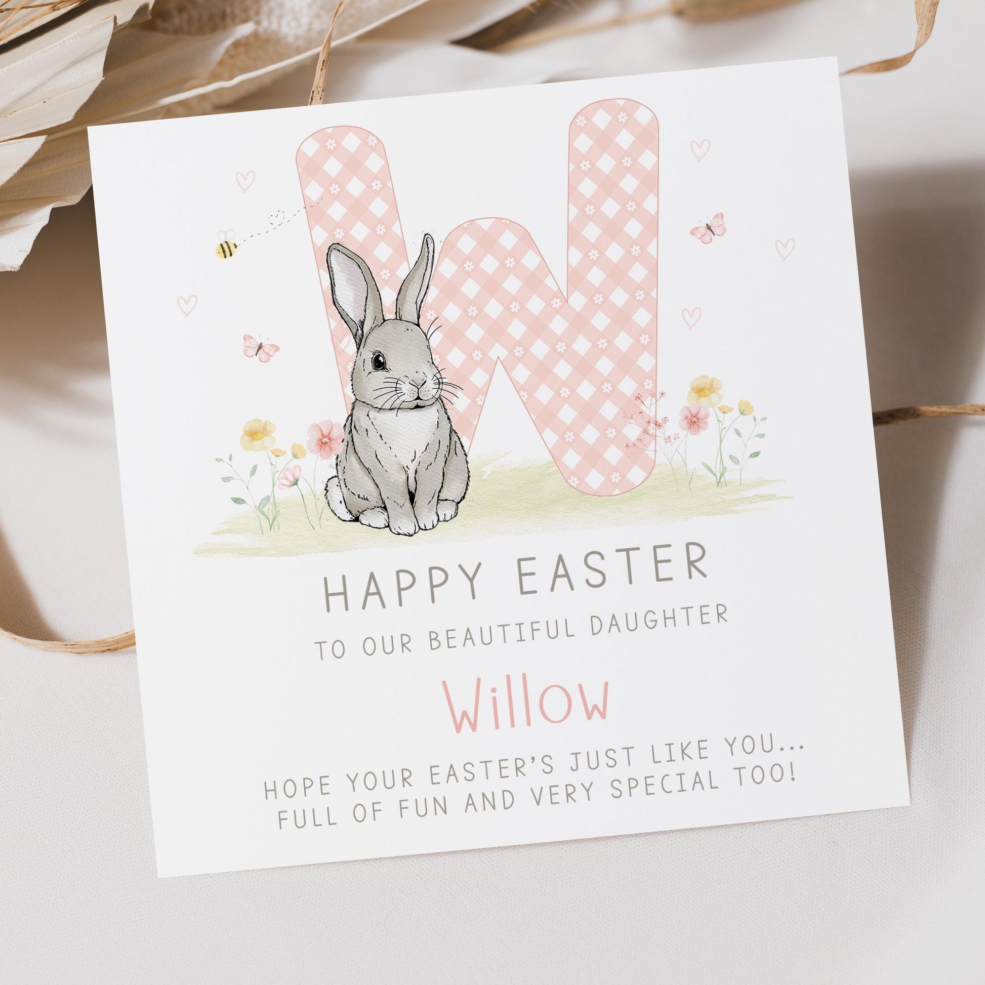 Easter Gift Wrapping Paper for Girls, Personalised Easter Rabbit Gift Wrap for Daughter, Granddaughter, Niece, Happy Easter Bunny Gift Wrap