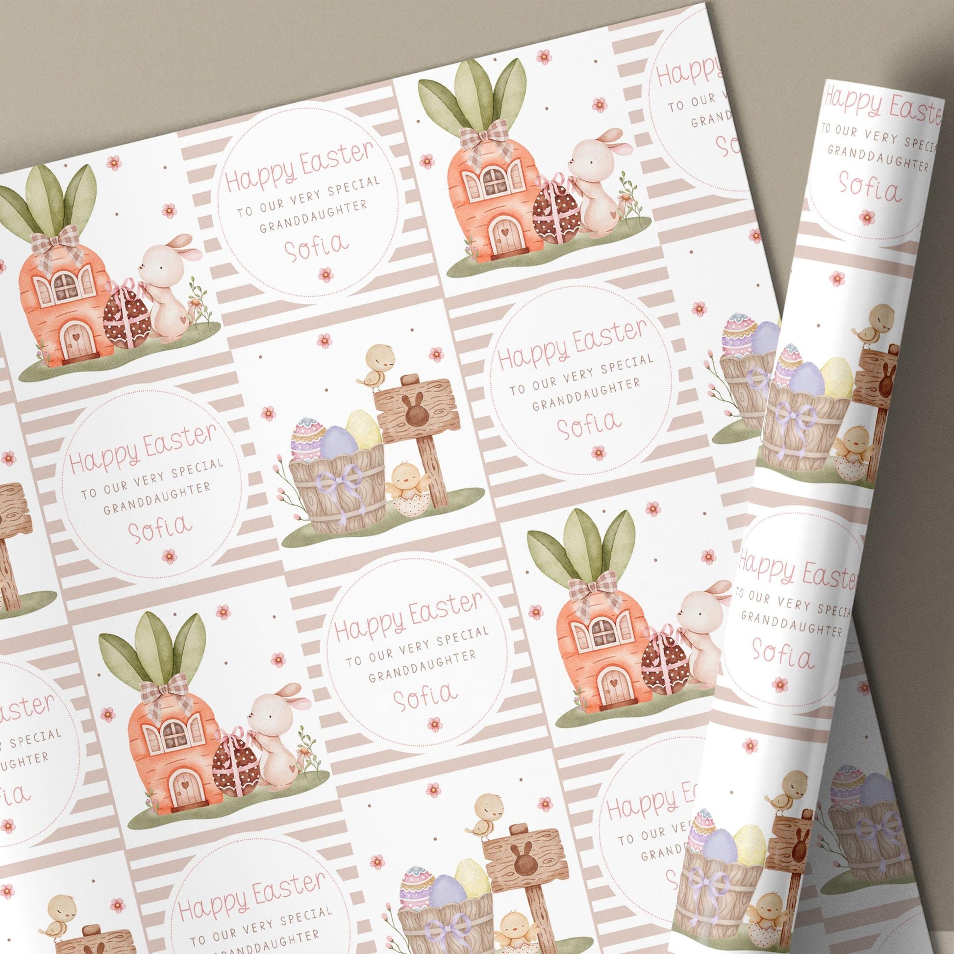 Personalised Easter Card, Happy Easter Card for Daughter, Granddaughter, Niece, Goddaughter, Any Relation, Cute Easter Bunny Card for Girls