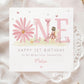 Personalised 1st Birthday Card, Pink Daisy First Birthday Card for Daughter, Granddaughter, Great Granddaughter, Sister, Niece, Little Girl