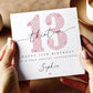 13th Birthday Card for Girls, Personalised Pink Happy 13th Birthday Card for Daughter, Granddaughter, Sister, Niece, Official Teenager