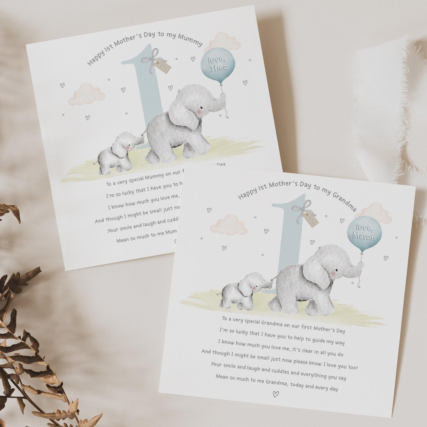 First Mother's Day Card for New Mummy, Granny, Grandma, Great Granny, Nanny, Godmother, Personalised 1st Mother's Day Card from Baby Boy