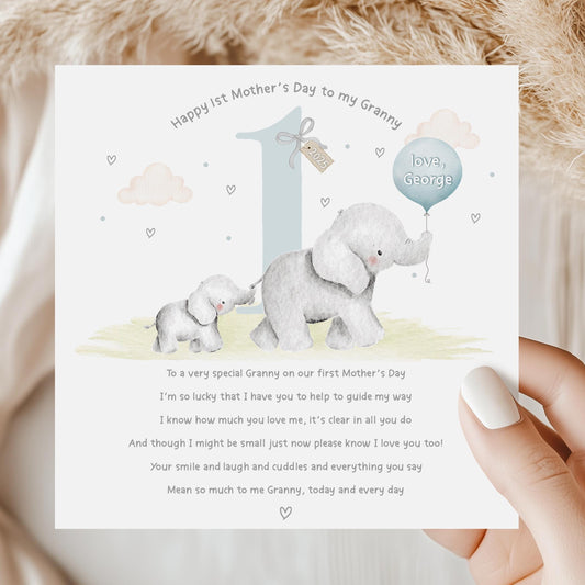 First Mother's Day Card for New Mummy, Granny, Grandma, Great Granny, Nanny, Godmother, Personalised 1st Mother's Day Card from Baby Boy