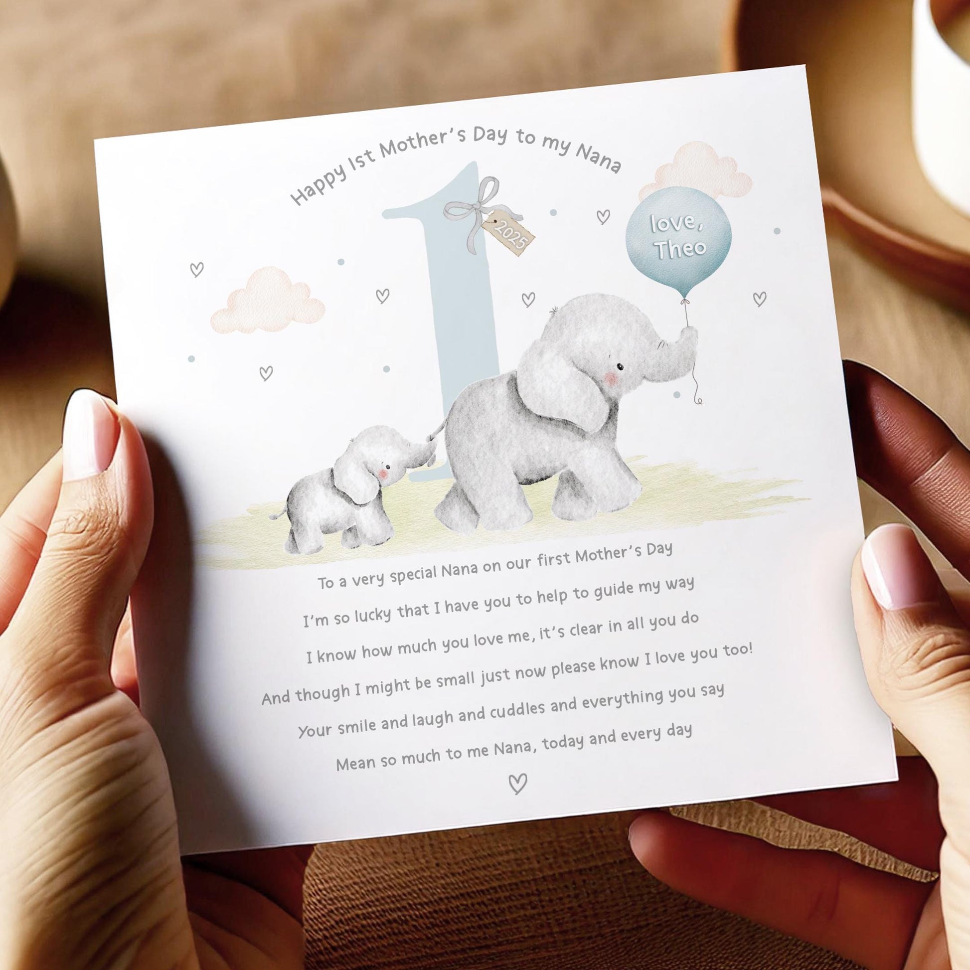 First Mother's Day Card for New Mummy, Granny, Grandma, Great Granny, Nanny, Godmother, Personalised 1st Mother's Day Card from Baby Boy