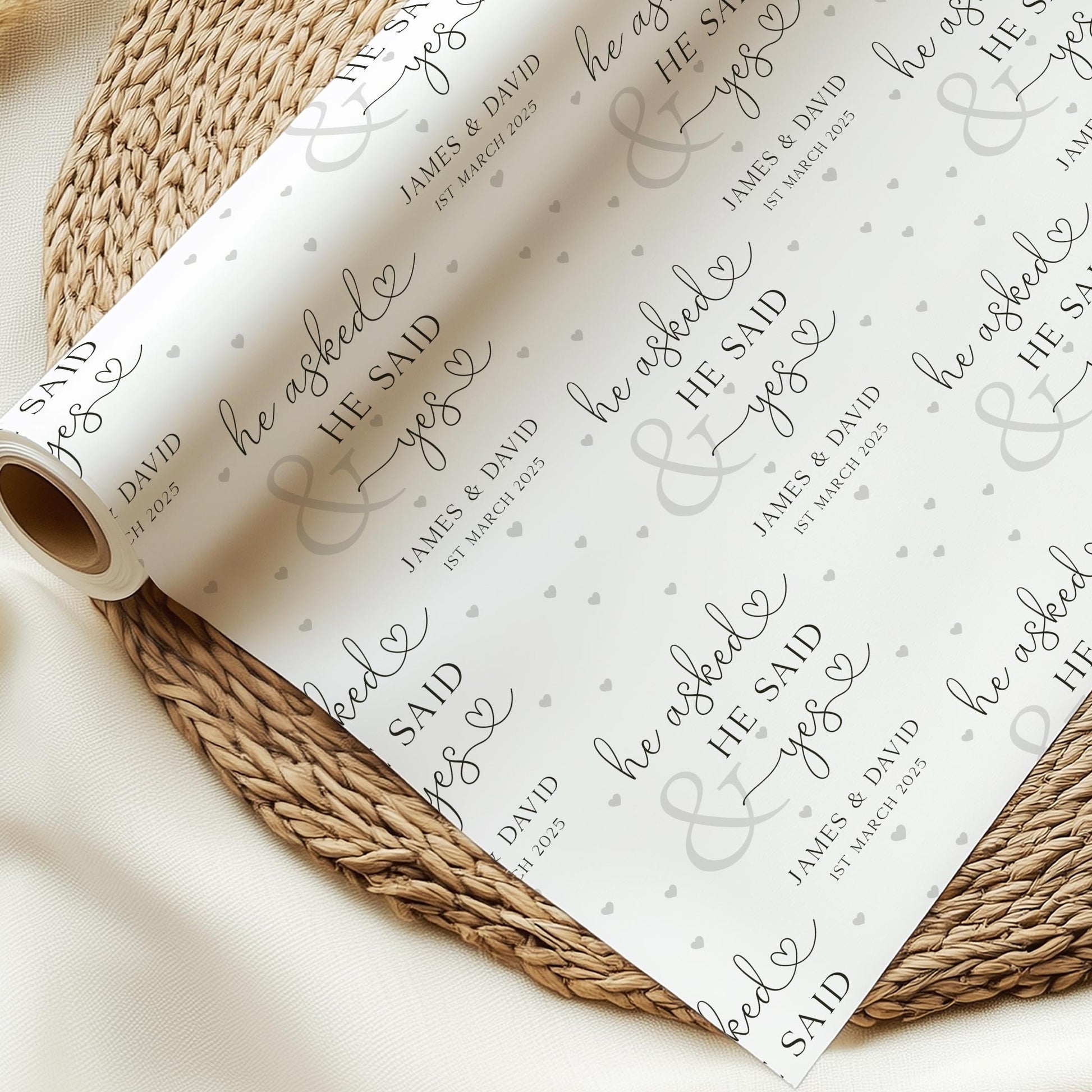 Engagement Gift Wrapping Paper Personalised with Names & Date, Congratulations on your Engagement Gift Wrap, Engagement Gift Wrap and Card