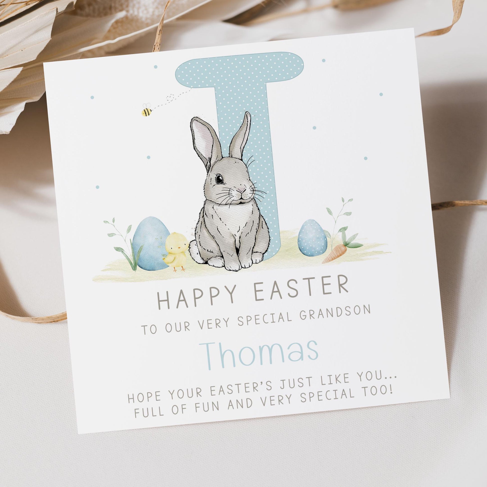 Boy's Easter Gift Wrapping Paper, Personalised Easter Gift Wrap for Son, Grandson, Great Grandson, Nephew, Happy Easter Cute Bunny Gift Wrap
