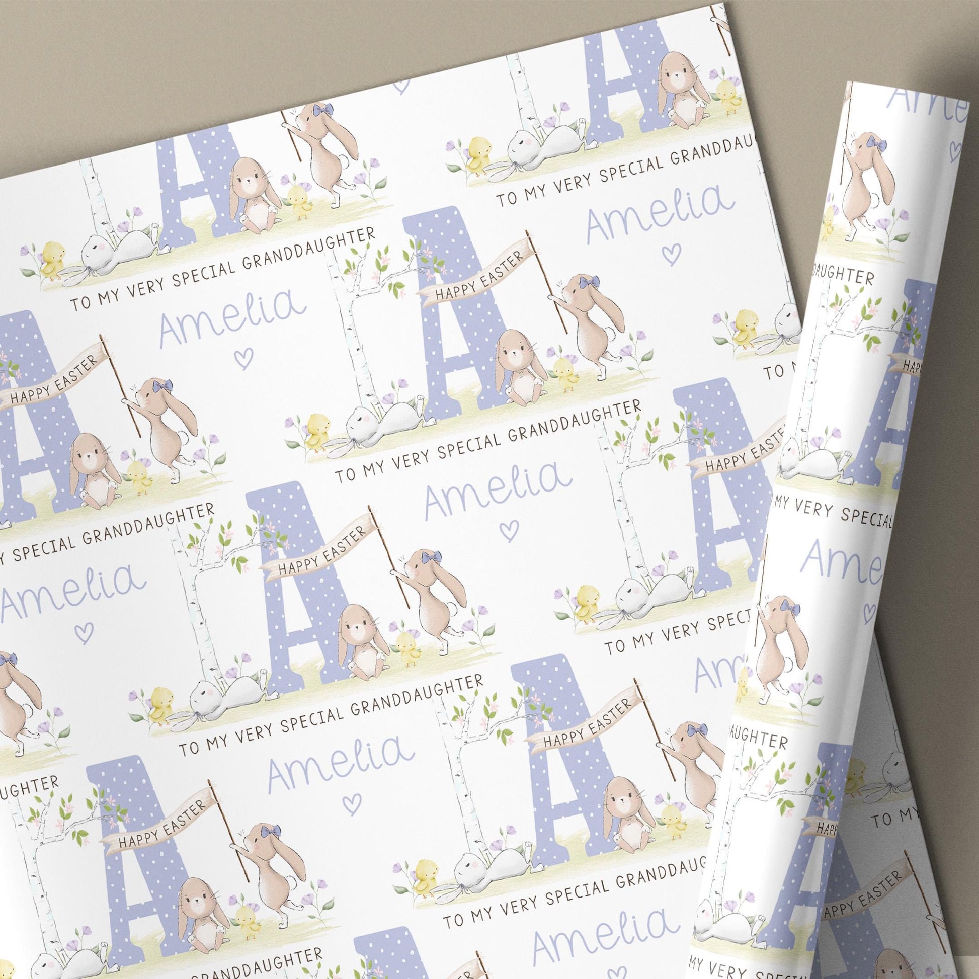 Personalised Easter Card, Happy Easter Card for Daughter, Granddaughter, Niece, Goddaughter, Any Relation, Cute Easter Bunny Card for Girls
