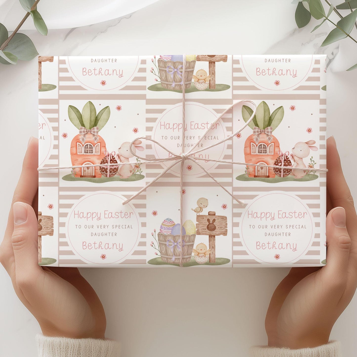 Personalised Easter Card, Happy Easter Card for Daughter, Granddaughter, Niece, Goddaughter, Any Relation, Cute Easter Bunny Card for Girls