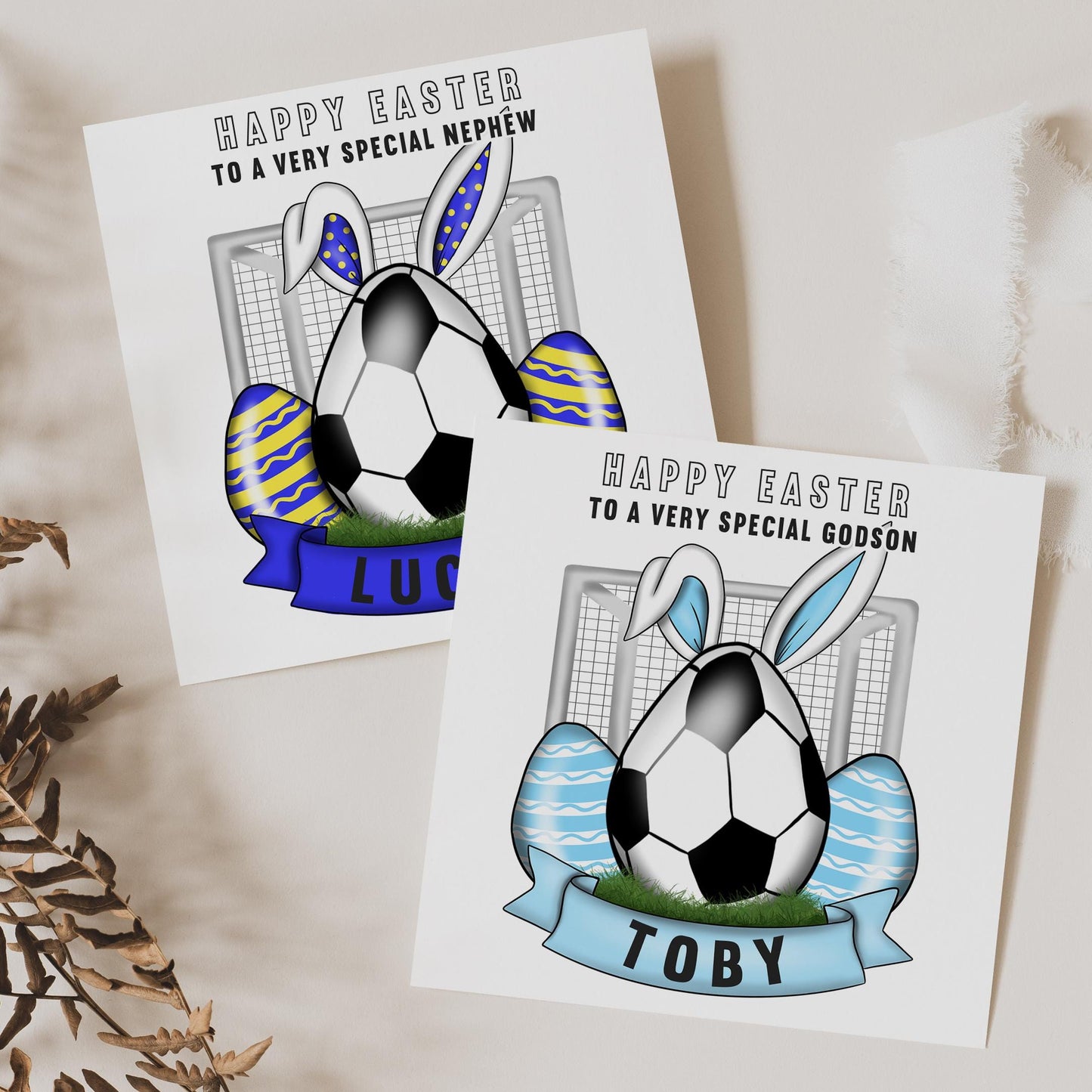 Football Easter Gift Wrapping Paper, Personalised Football Easter Gift Wrap for Boys and Girls, Happy Easter Football Bunny Gift Wrap & Card