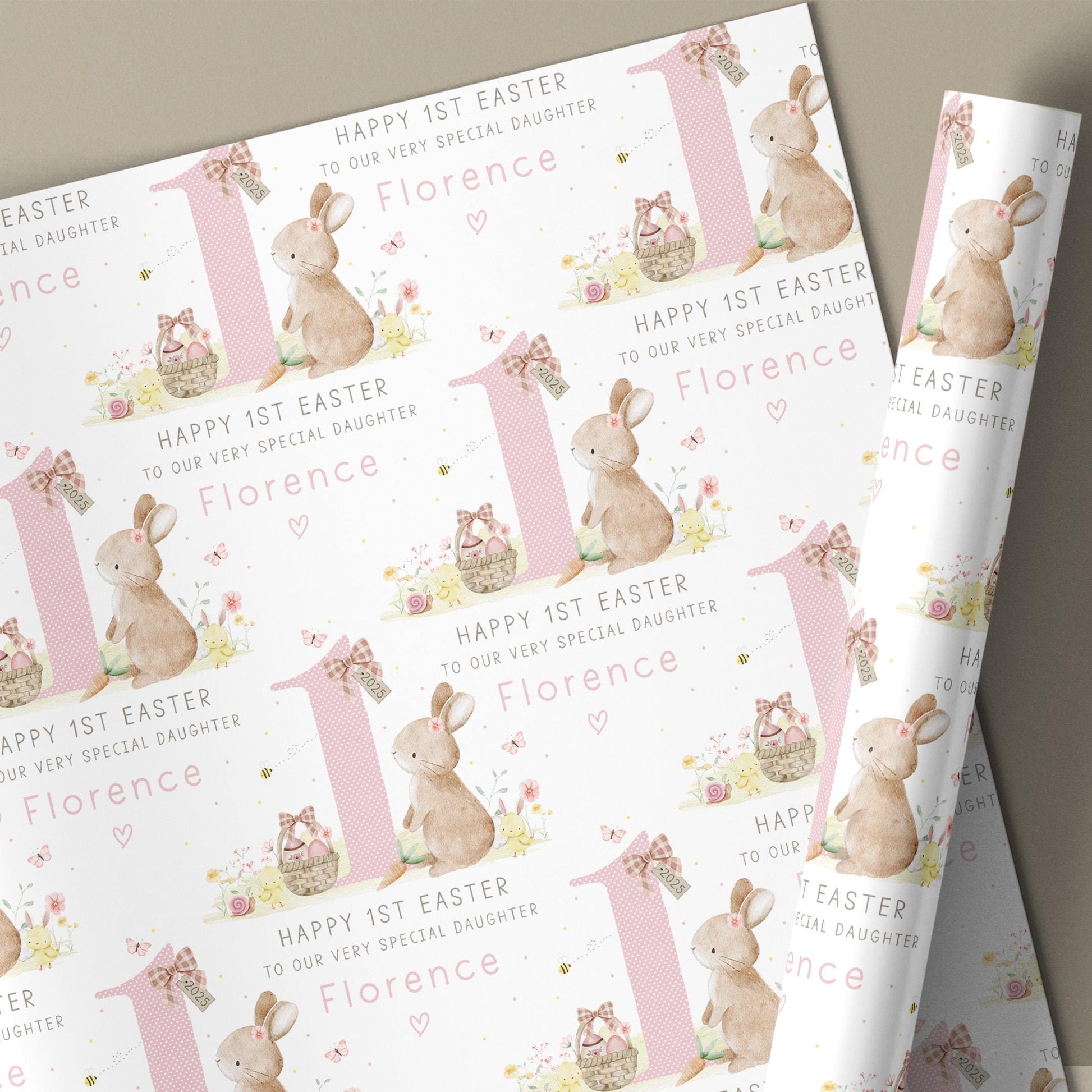First Easter Card, Baby Girl's First Easter, Personalised Happy 1st Easter Card for Daughter, Granddaughter, Niece, Girl's 1st Easter Card