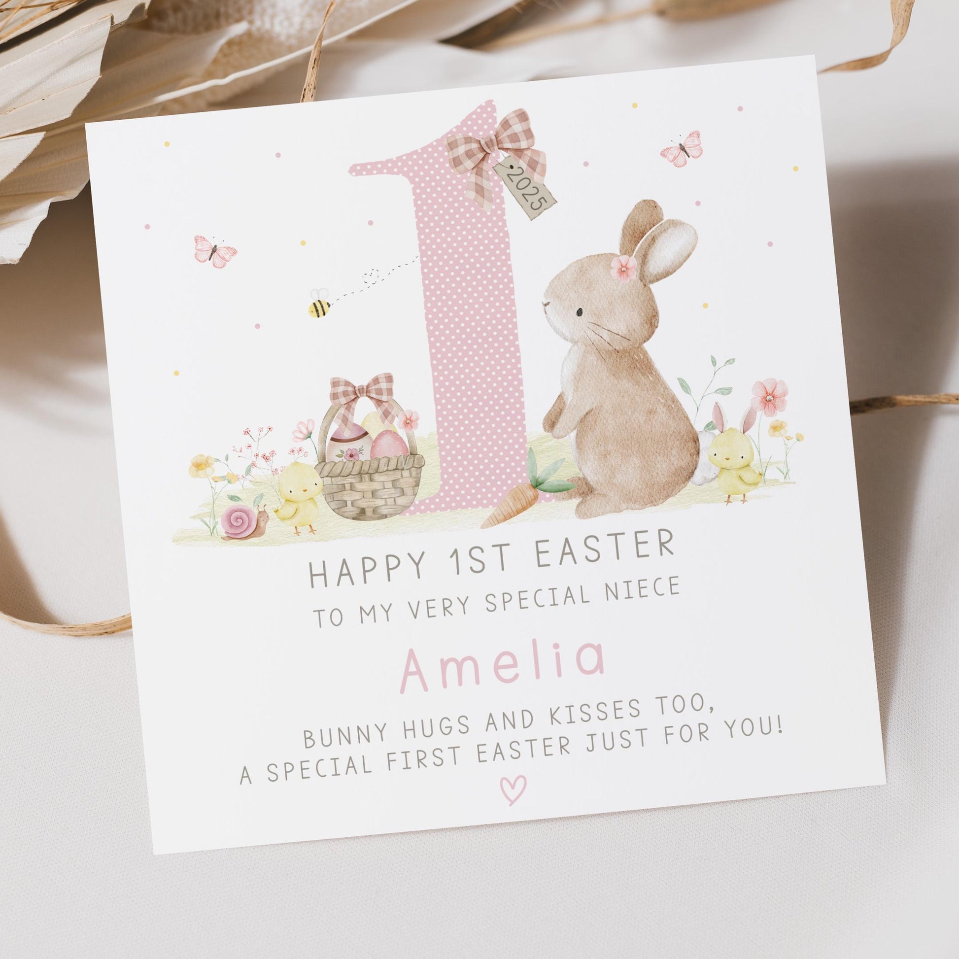 Girl's 1st Easter Gift Wrapping Paper, Personalised for Daughter, Granddaughter, Niece, Girls, Happy First Easter Gift Wrap, Cute Bunny Wrap