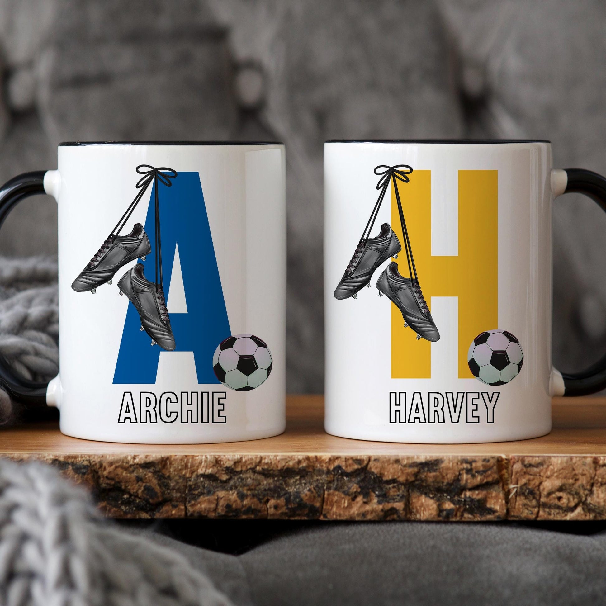 Personalised Football Mug, Football Gift for Boys and Girls, Footballer Mug, Birthday Gift, Stocking Filler, Choice of Design & Mug Colour