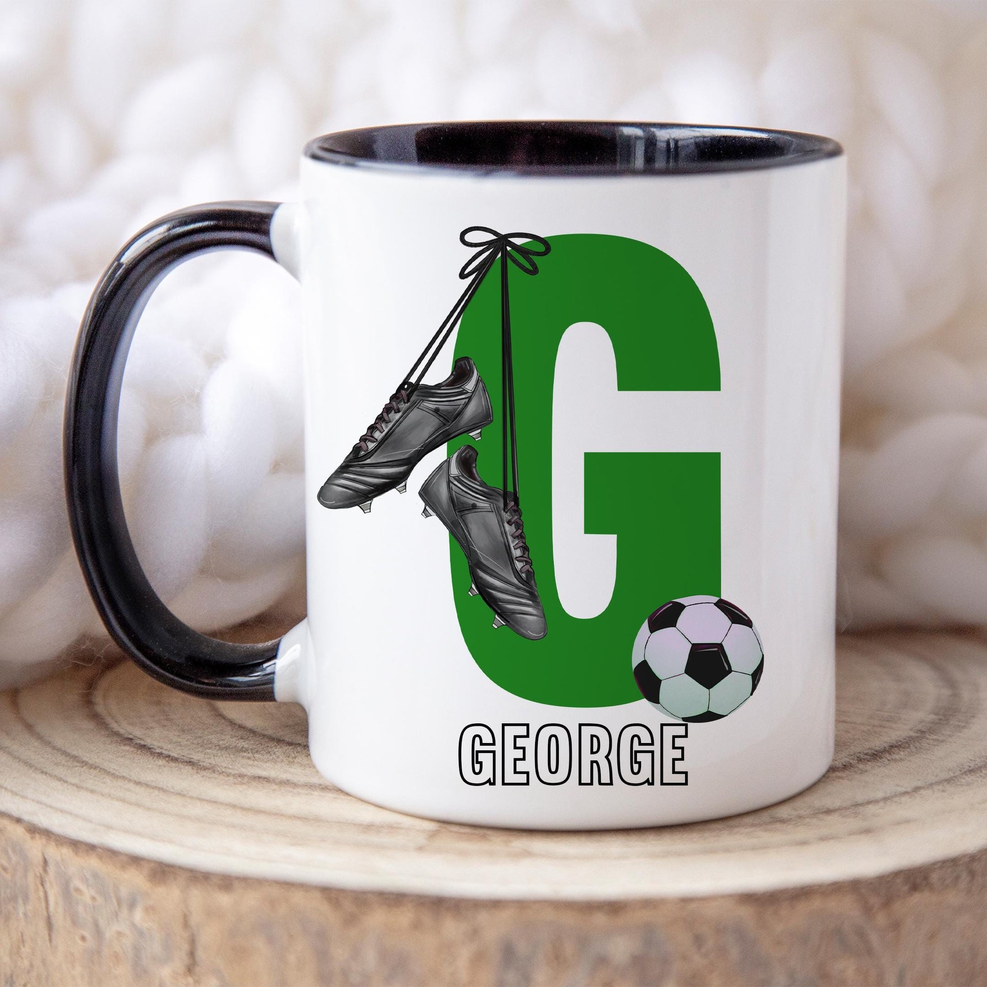 Personalised Football Mug, Football Gift for Boys and Girls, Footballer Mug, Birthday Gift, Stocking Filler, Choice of Design & Mug Colour