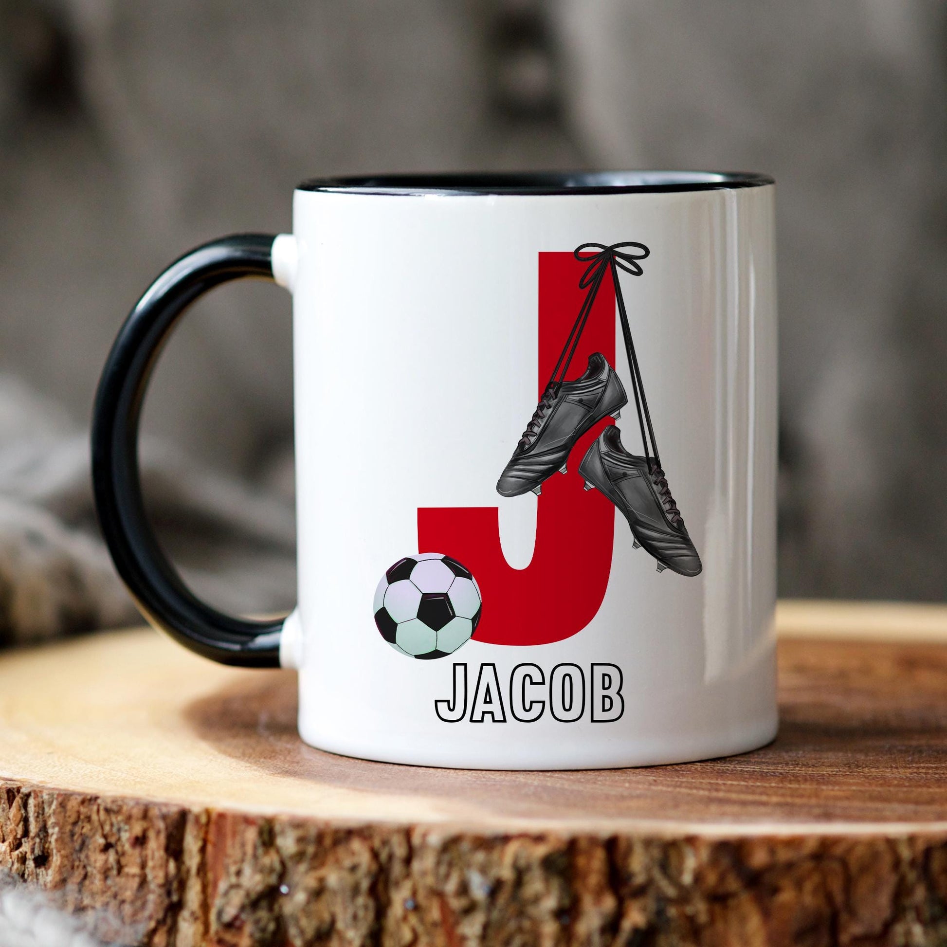 Personalised Football Mug, Football Gift for Boys and Girls, Footballer Mug, Birthday Gift, Stocking Filler, Choice of Design & Mug Colour